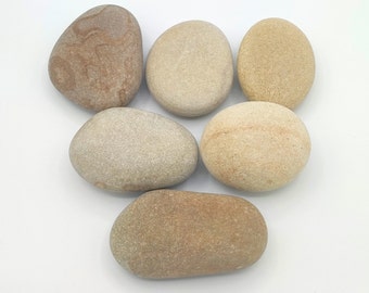 Stones for painting, 6 pieces, extra large, approx. 10 cm length, beach stones for painting, large beach pebbles, craft stones, natural stone, XXL