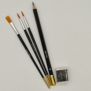 Acrylfarben Set 20tlg. in einer Holzbox mit Farben, Pinseln, Bleistift und Anspitzer zum Basteln und Malen Ideal Bild 5