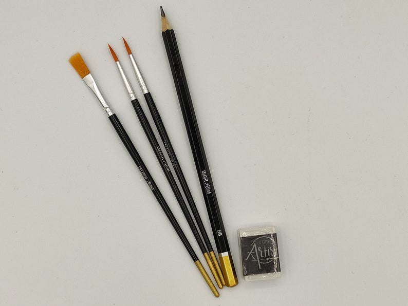 Acrylfarben Set 20tlg. in einer Holzbox mit Farben, Pinseln, Bleistift und Anspitzer zum Basteln und Malen Ideal Bild 5