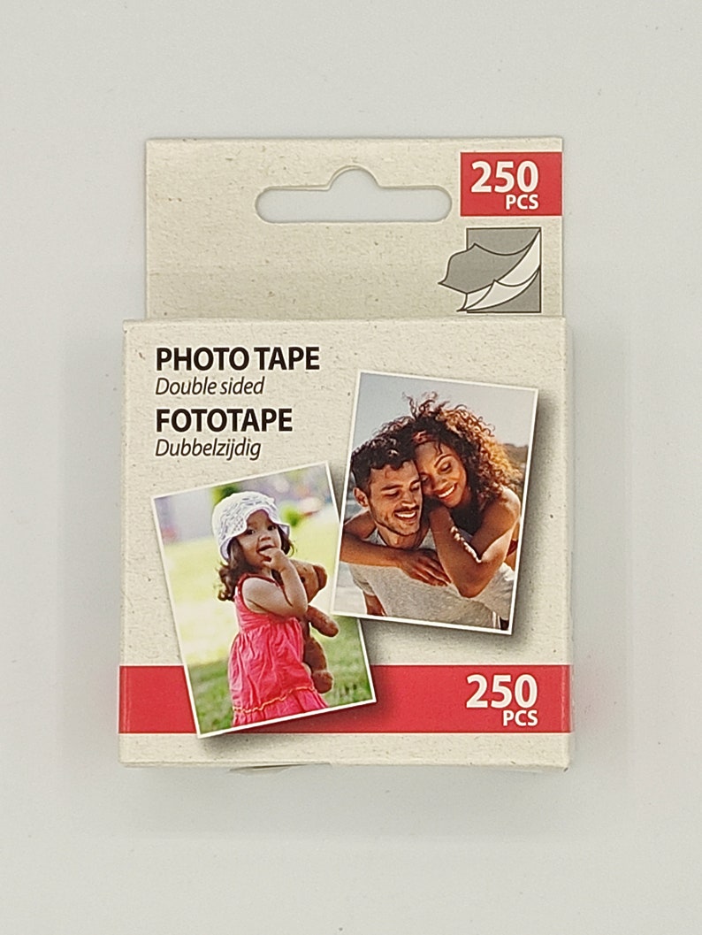 Doppelseitiges Fototape 250 Stück im praktischen Set Fotoklebestreifen für sicheres und sauberes Anbringen von Fotos Bild 1