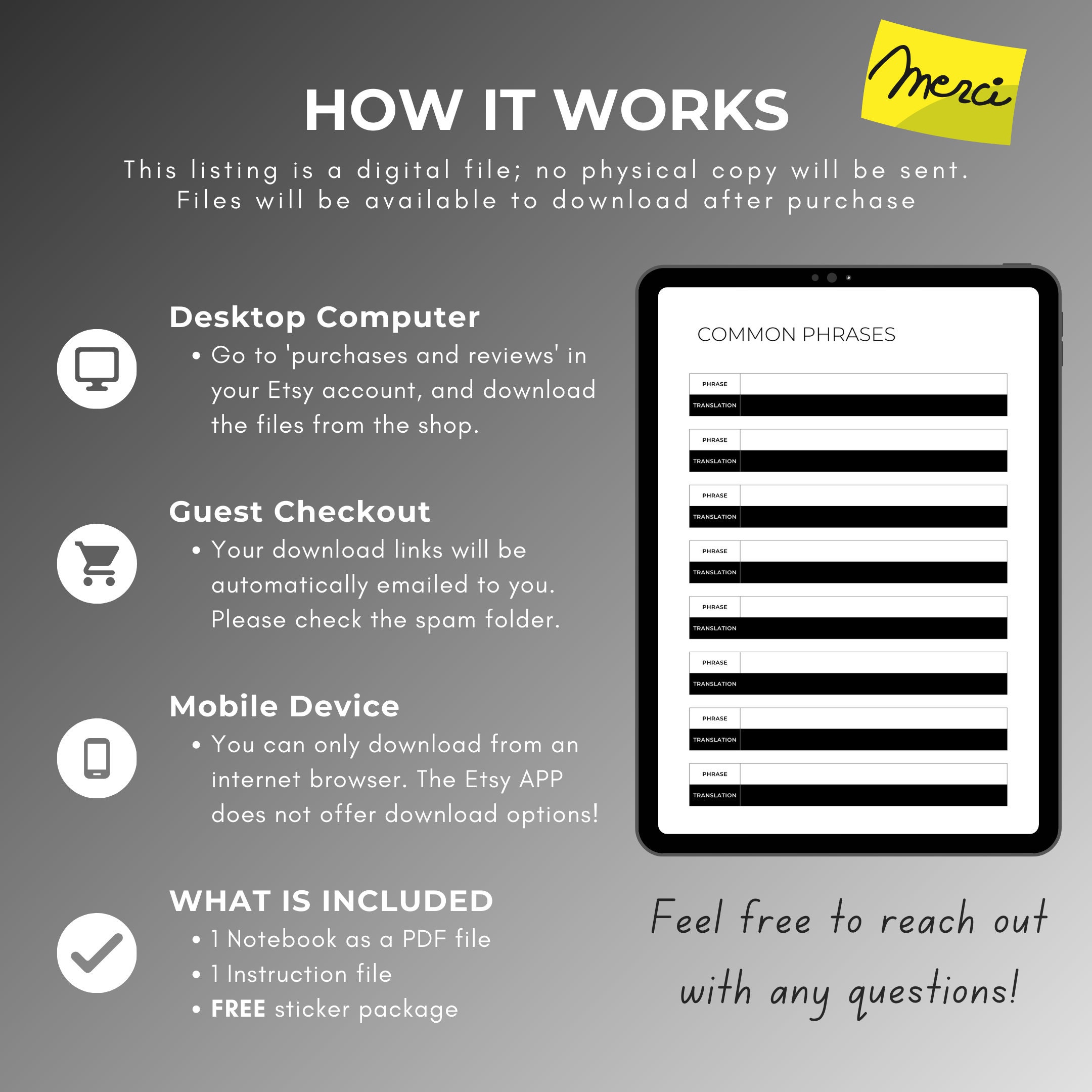 French Black & White Language Learning Notebook, Hyperlinked Journal ...