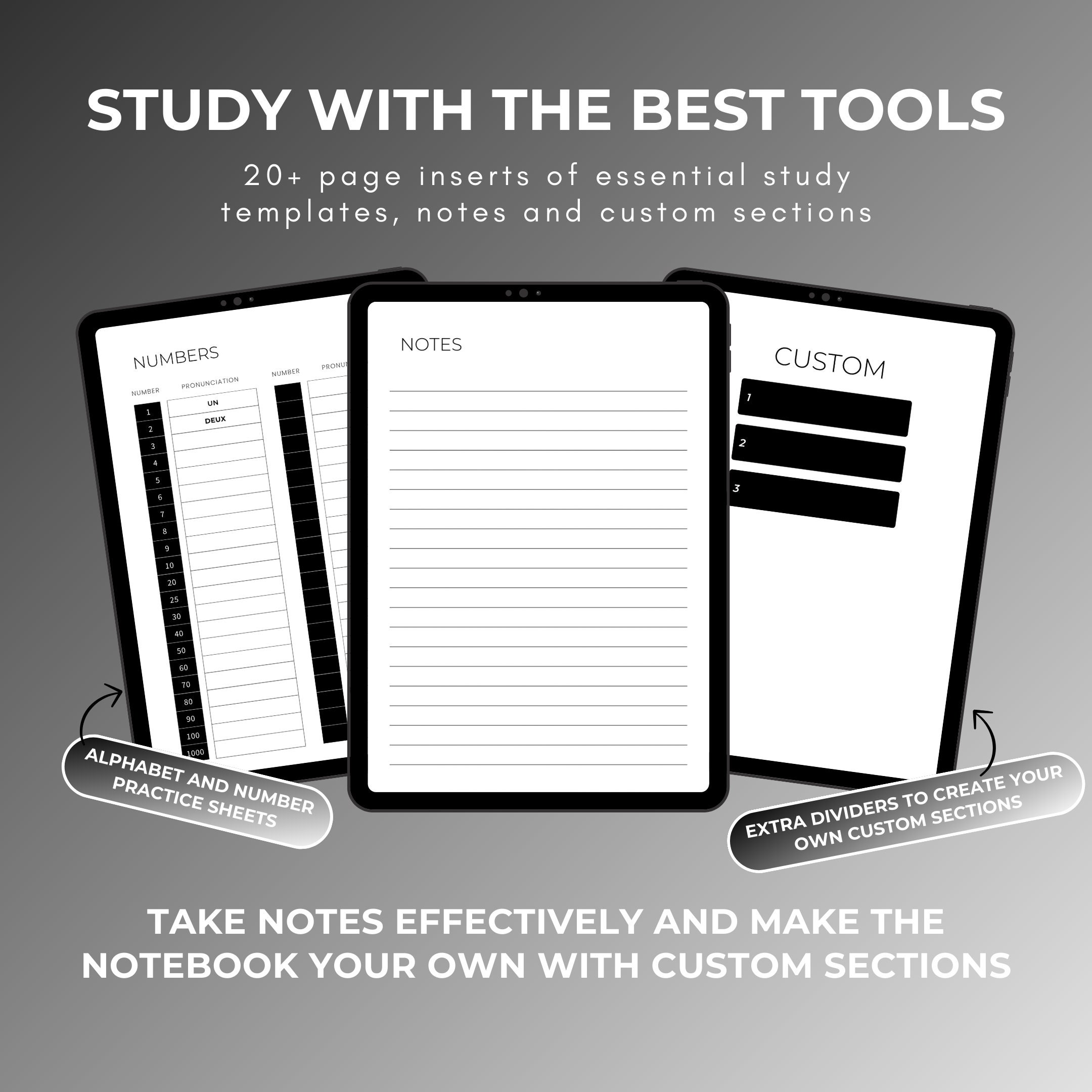 French Black & White Language Learning Notebook, Hyperlinked Journal ...