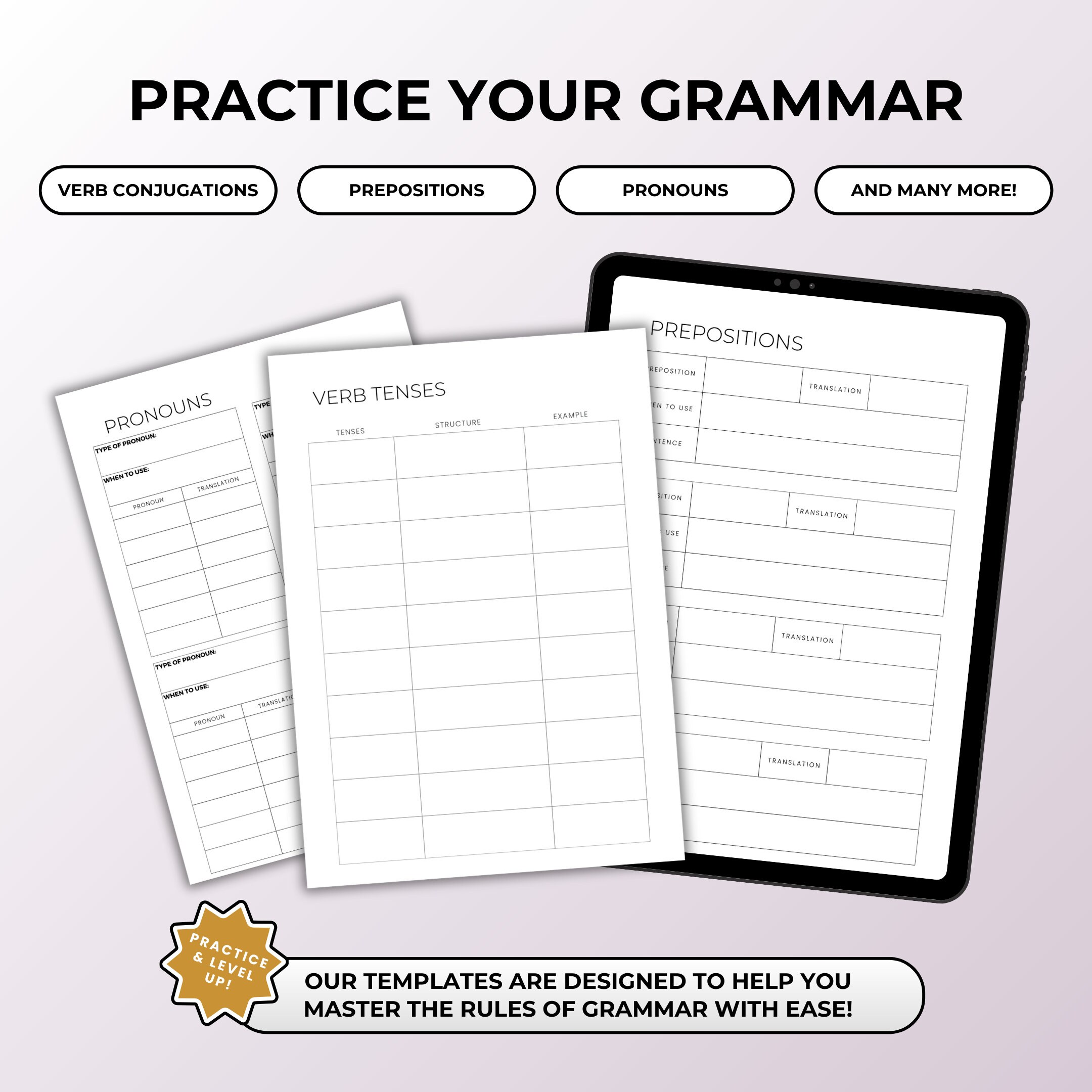 White Language Learning Notebook, Hyperlinked Journal, iPad Goodnotes ...
