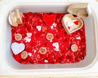 Valentines Day Sensory Bin, emotions hearts, sensory play, small world play, open ended play, Montessori, kids gift, fine motor, messy play