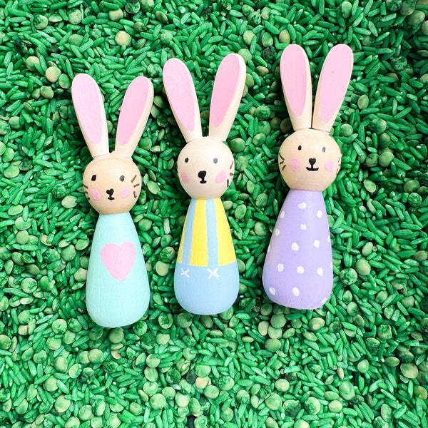 Bunny Peg Dolls | Easter Peg Dolls | Spring | Family | Easter Basket | Easter Decor | Imaginative Play | Small Word Play