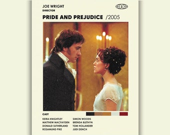 Pride and Prejudice Movie Poster - Elizabeth and Darcy at the Dance - Mid-century Minimalist - Digital Download