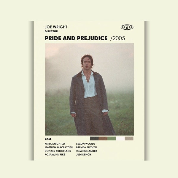 Pride and Prejudice Movie Poster - Mr. Darcy - Mid-century Minimalist - Digital Download