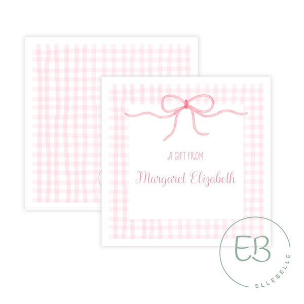 Printable Calling Cards, Pink Bow Calling Card Template, Little Girl Stationery, Preppy Enclosure Card, Pink Gift Tag