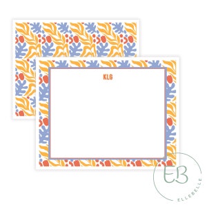 Personalized Stationery, Printable Notecard, Block Print Stationery, Palm Beach Collection, Block Shadow Monogram, Grandmillennial Design