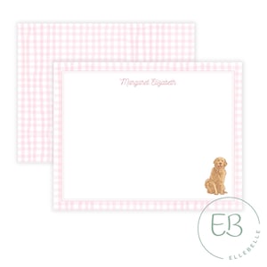 Papeterie personnalisée pour chien, Carte de correspondance Golden Retriever, Vichy rose, Papeterie Golden Retriever, Classique, Papeterie fille, Papeterie enfant