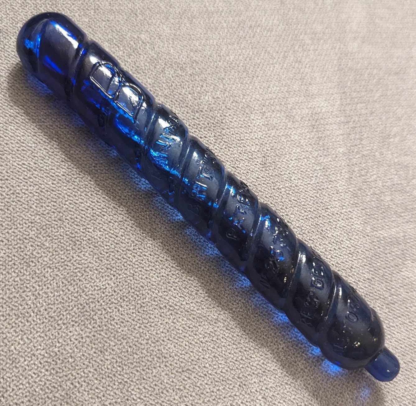 Rare Cobalt Blue Spiral Minimax Fire Grenade, Antique Glass Fire