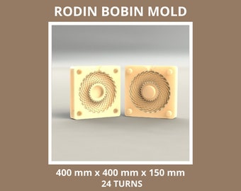 Coil Rodin Mold Silicone Printing Jig Digital File 3D Printing for Pendant Toroidal Magnetic Field - 400 x 400 x 150 mm 24 Turns