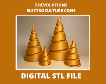 Fibonacci Cone Electroculture Silicone Mold Erim Ighina 3D Print STL File Wire Winding Template Golden Ratio - 5 TURNS TEMPLATE