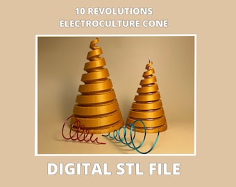 Digital File Template Electroculture Cone Fibonacci Golden Ratio Erim Ighina Cone STL File 3D Print Winding Matafisco - TEMPLATE 10 ROUNDS
