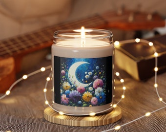 Scented Soy Candle, 9oz - Moon Flower Themed -