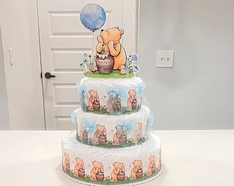 Winnie the Pooh Diaper Cake(Boys)-Babyshower gift for Mom to be-Baby Shower Centerpiece for baby boy