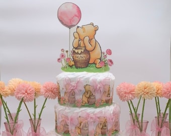 Winnie the Pooh Diaper Cake: Baby Shower Centerpiece Gift