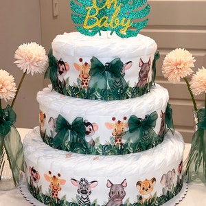 Safari Diaper Cake: Baby Shower Centerpiece Gift