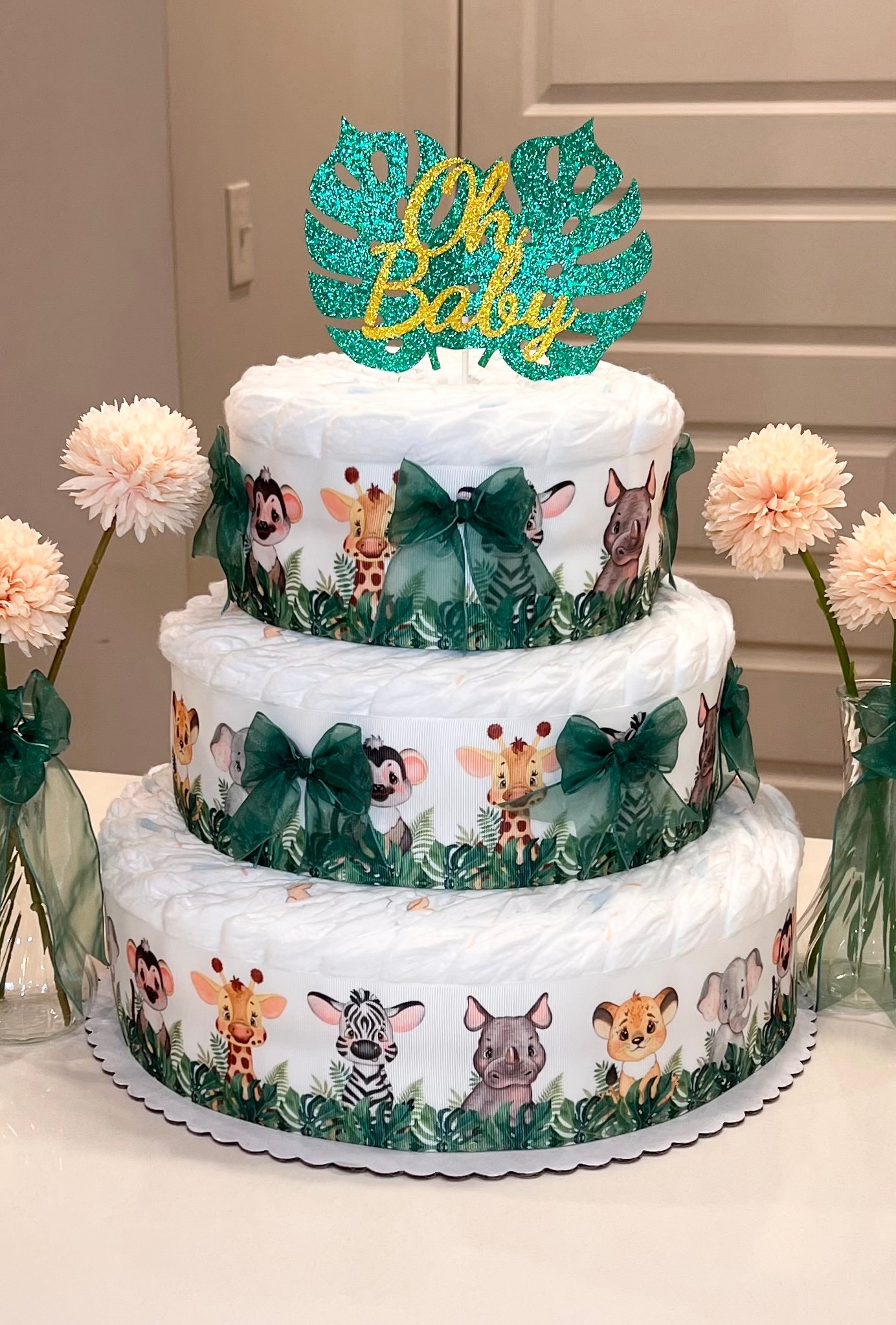 Safari Diaper Cake: Baby Shower Centerpiece Gift