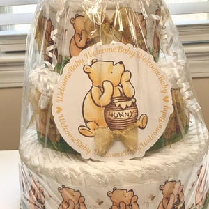 Winnie the Pooh Diaper Cake-Babyshower gift for Mom to be-Baby Shower Centerpiece - Gender Neutral.