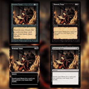Carta de teste personalizada do Tutor Demoníaco para Magic the Gathering (sem bordas, oldschool, pré-moderna ou moldura regular)