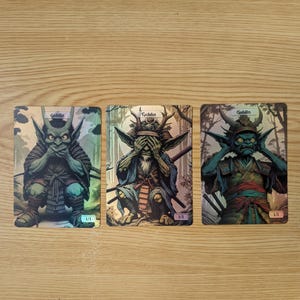 3 gettoni Goblin foil per Magic the Gathering (undici gettoni sul retro)