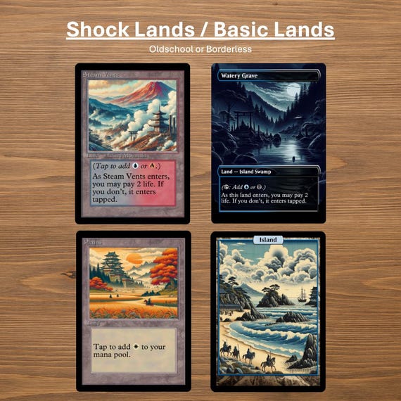 Shock Lands / Basic Lands With Old School or Borderless Frame