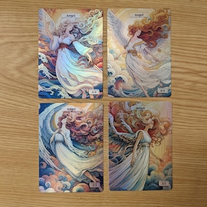 4 gettoni angelo foil per Magic the Gathering (gettoni drago sul retro)
