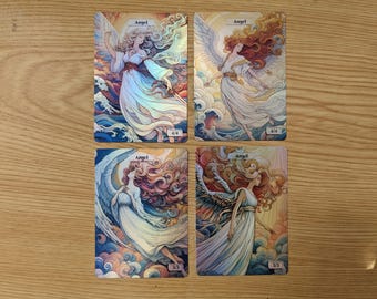4 foil Angel Tokens for Magic the Gathering (Dragon Tokens on the back)