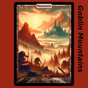 10 montañas de duendes (tierras básicas personalizadas con arte completo para Magic the Gathering, pantanos de zombis en la parte posterior)