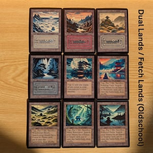 Old School Dual Lands / Fetchlands (double sided custom lands for Magic the Gathering)