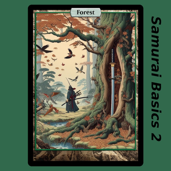 30 terrains de base samouraï pour Magic the Gathering (art complet personnalisé)