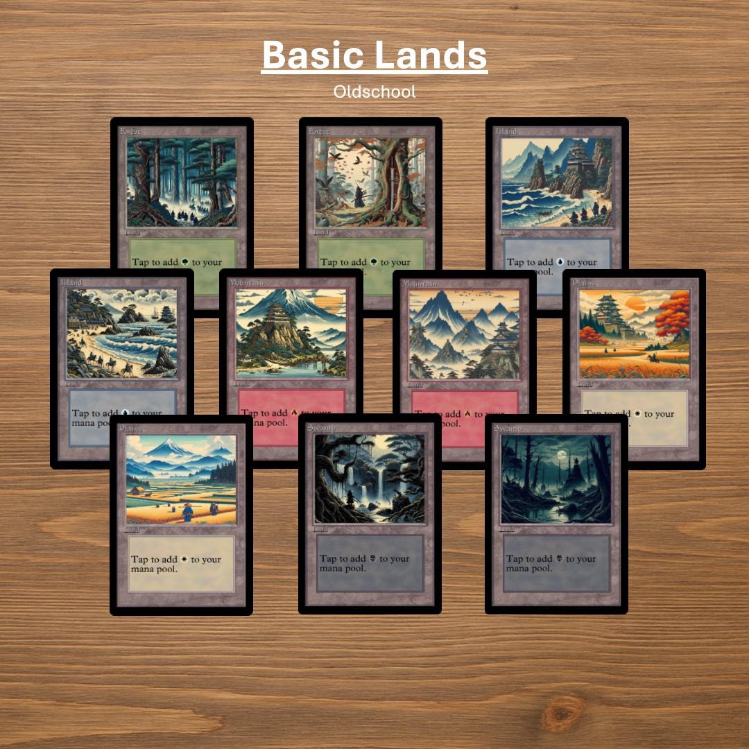 Good Basic Lands Shock Lands / Basic Lands With Old School or Borderless Frame (double ...
