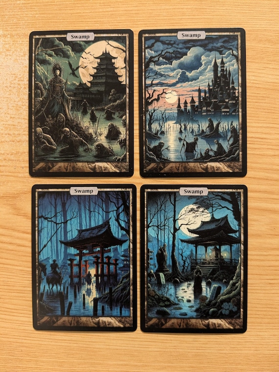 10 Zombie Swamps (custom Full Art Basic Lands for Magic the
