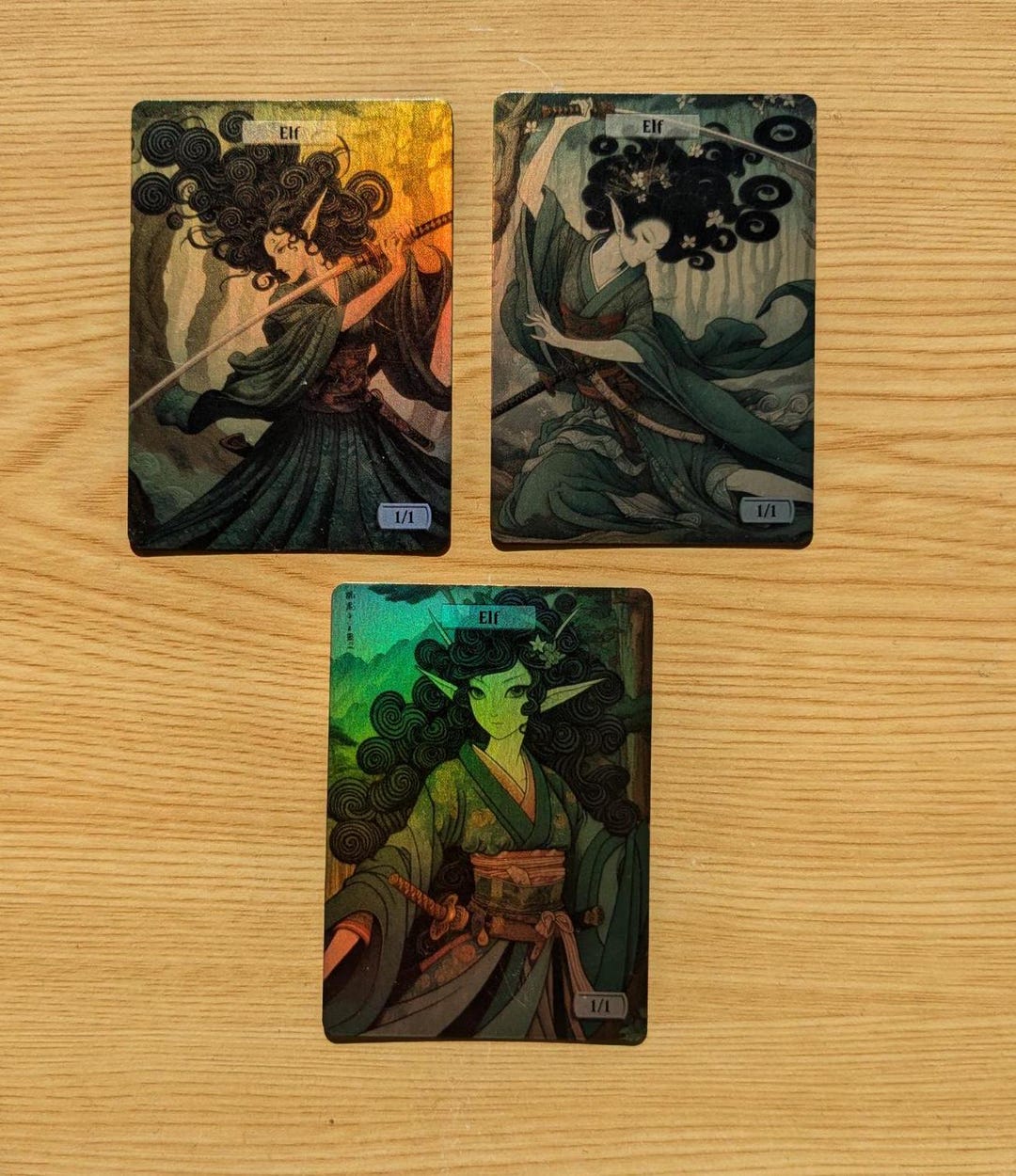 Magic Token Backs 3 Foil Elf Tokens for Magic the Gathering (goblin Tokens on the Back ...