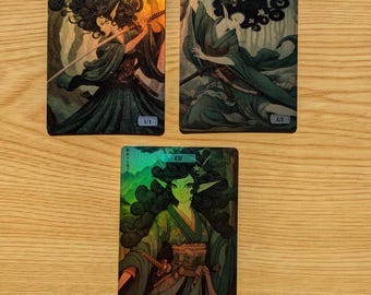 3 foil Elf Tokens for Magic the Gathering (Goblin Tokens on the back)