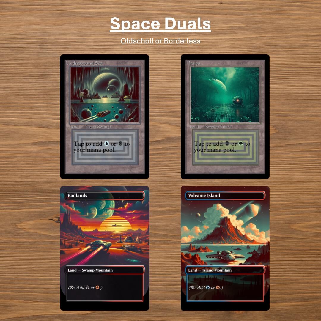 Space Dual Lands With Old School or Borderless Frame for Magic the