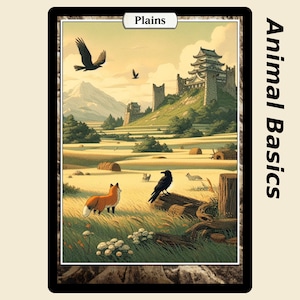 5 Animal Basic Lands (custom full art Basic Lands for Magic the Gathering)