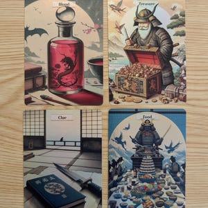 4 foil Artifact Tokens for Magic the Gathering (double sided; Treasure, Food, Clue, Blood Construct, Golem, Thopter)