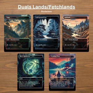 Tierras duales/Fetchlands (tierras personalizadas de doble cara sin bordes para Magic the Gathering)