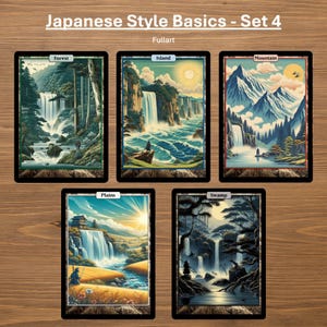 20 tierras básicas de estilo japonés para Magic the Gathering (arte completo personalizado) - Set 4