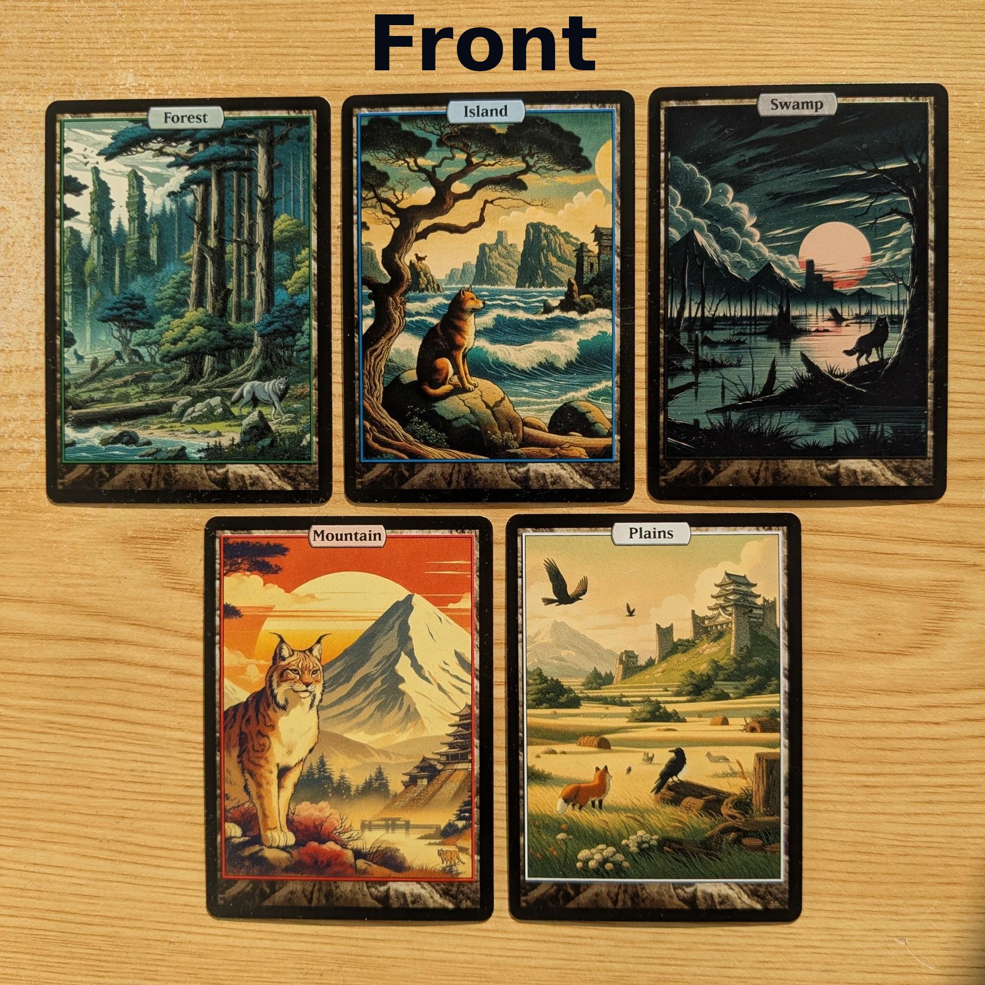 Good Basic Lands 5 Animal Basic Lands (custom Full Art Basic Lands for Magic the ...