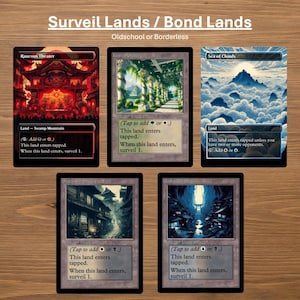 Tierras de vigilancia/Tierras de enlace con marco clásico o sin bordes (tierras personalizadas de doble cara para Magic the Gathering)