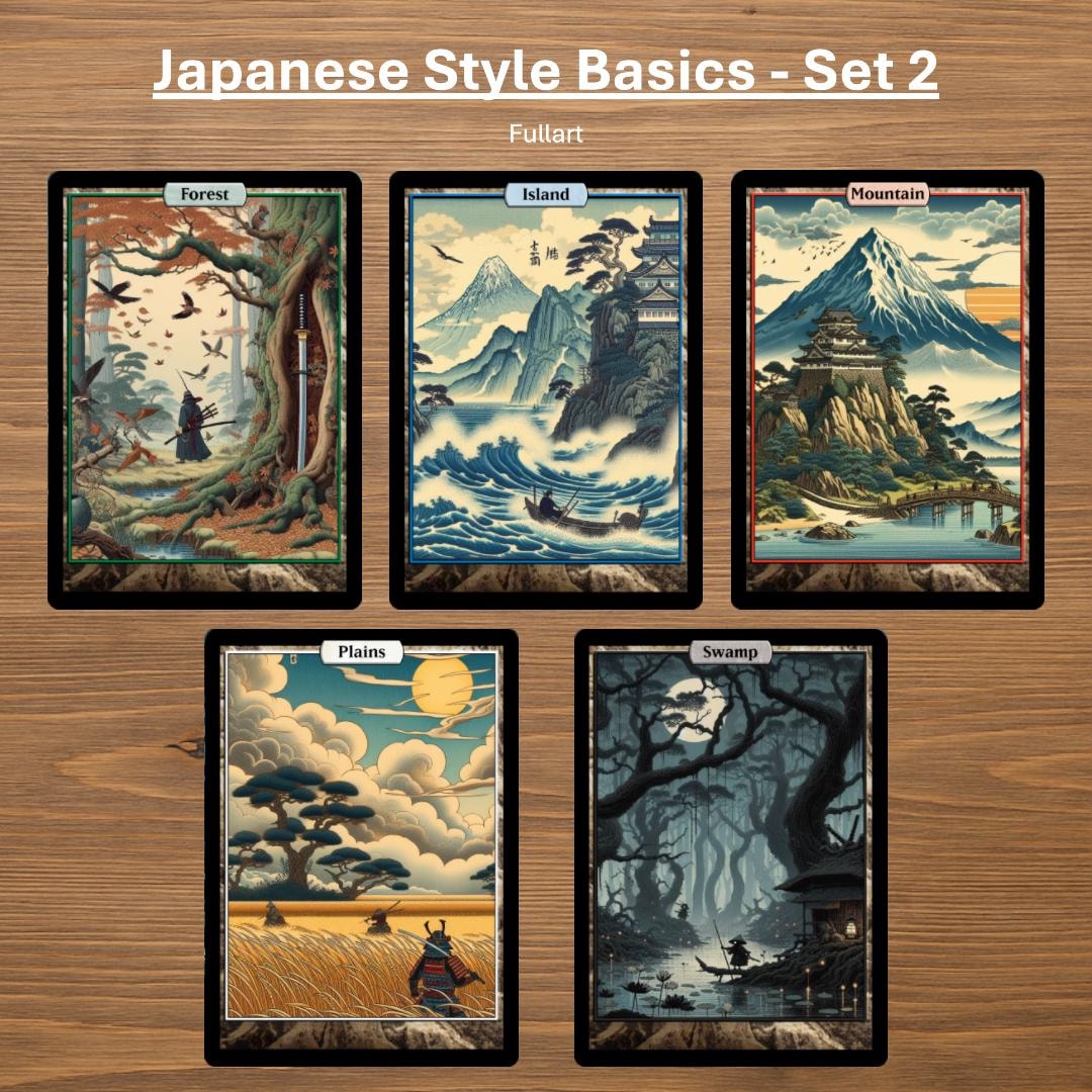 Japanese Style Basic Lands for Magic the Gathering (custom Full