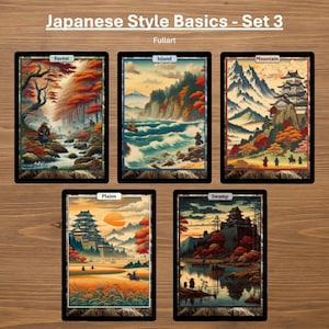 20 tierras básicas de estilo japonés para Magic the Gathering (arte completo personalizado) - Set 3