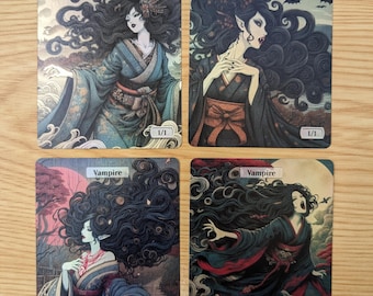 4 foil Vampire Tokens for Magic the Gathering (Blood Tokens on the back)