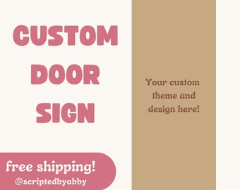 CUSTOM DOOR SIGN | vertical brown paper banner, teacher classroom decor