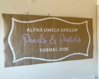 Pearls & Pastels - Sorority Formal Banner | custom colors, hand-painted paper sign