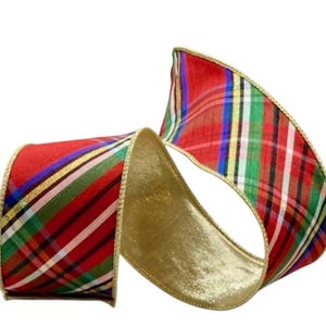 Traditional Plaid Ribbon Holiday Craft Wreath Making Christmas Bow Tree Decor Gold Edge Nutcracker Design Christmas Tree D Stevens Ribbon