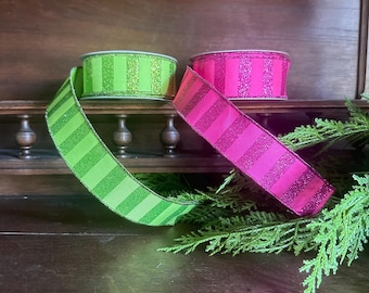 Wired Stripe Ribbon for Wreath Making Craft Supply for Bows Gift Wrap Party Decor Halloween Ribbon Fall Ribbon Summer Ribbon